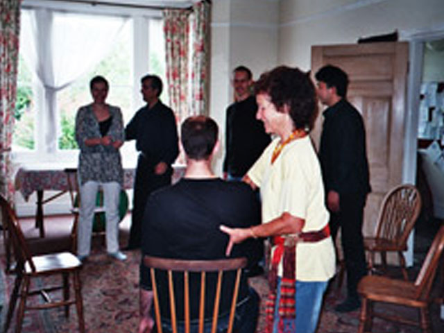 Photograph of Ellie Ribeaux, head of training, working on Centre for the Alexander Technique Training Course