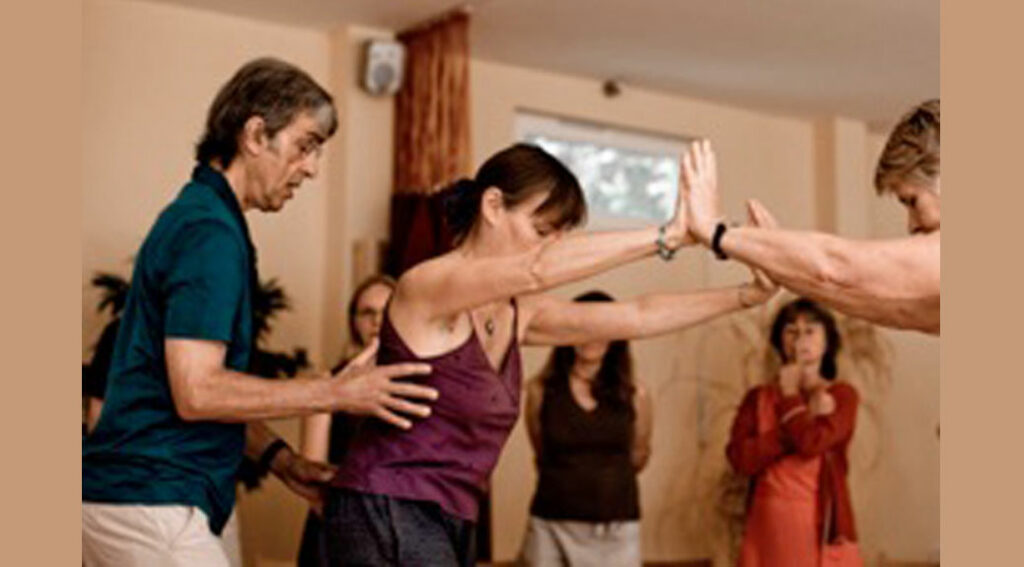 Photograph of Peter Ribeaux teaching the Alexander Technique to a group