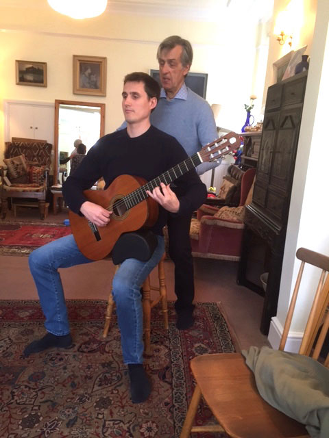 Photograph of Peter Ribeaux teaching the Alexander Technique to a musician at Centre for the Alexander Technique